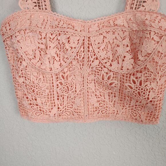 Farm Rio Guipure Lace Crop Top Light Pink Size XS - Picture 8 of 16